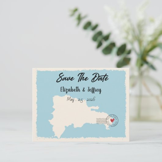 Punta Cana Dominican Republic Map Save the Date Briefkaart (Staand voorkant)
