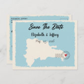 Punta Cana Dominican Republic Map Save the Date Briefkaart (Voorkant / Achterkant)