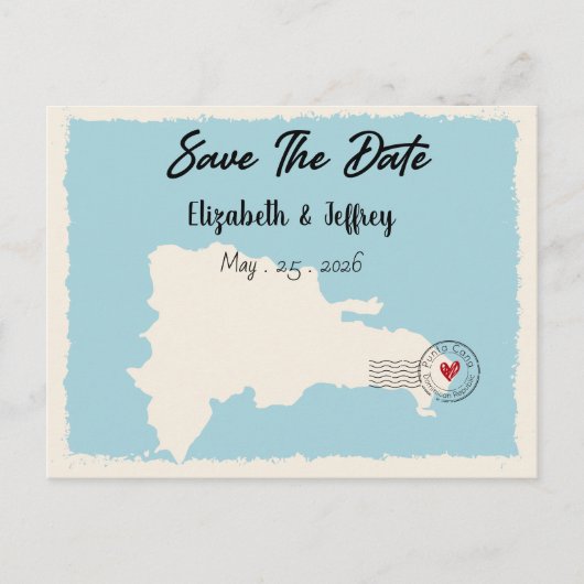 Punta Cana Dominican Republic Map Save the Date Briefkaart (Voorkant)