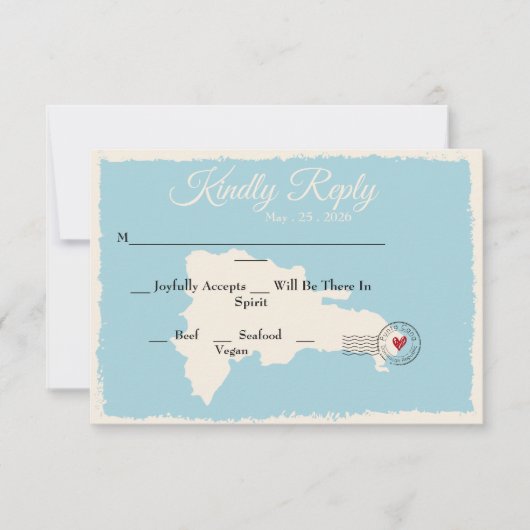 Punta Cana Dominican Republic Map Waterverf RSVP Kaart (Voorkant)