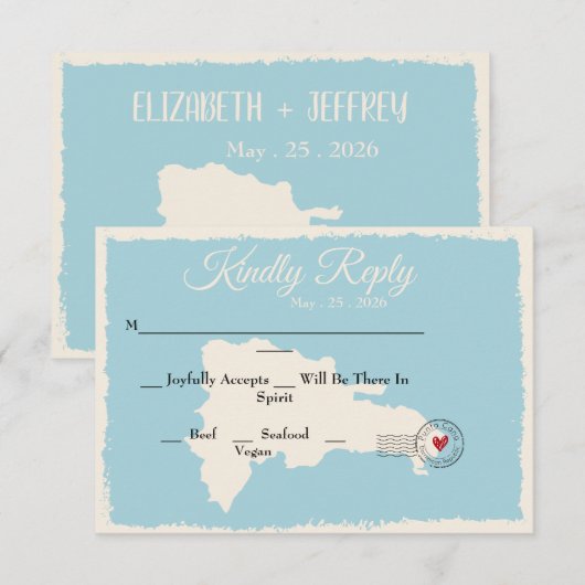 Punta Cana Dominican Republic Map Waterverf RSVP Kaart (Voorkant / Achterkant)