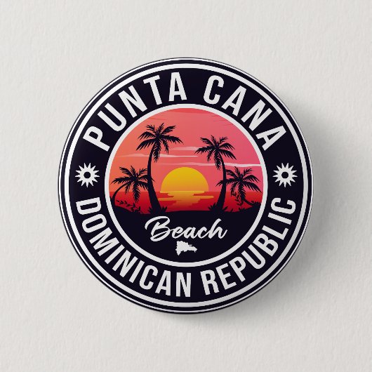 Punta Cana Dominican Republic - Retro Souvenir 80 Ronde Button 5,7 Cm (Voorkant)
