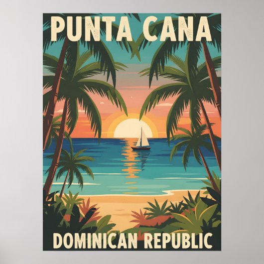 Punta Cana Dominican Republic Tropical Sunset Poster (Voorkant)