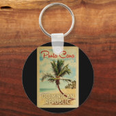 Punta Cana Dominican Republic Vintage Travel Sleutelhanger (Voorkant)