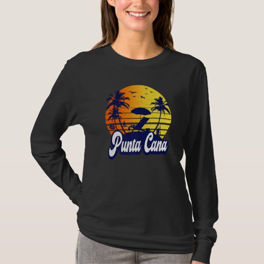 Punta Cana Dominican Sunset Beach Retro Premium T-shirt (Voorkant)