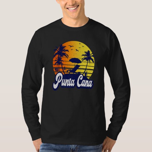 Punta Cana Dominican Sunset Beach Retro Premium T-shirt (Voorkant)