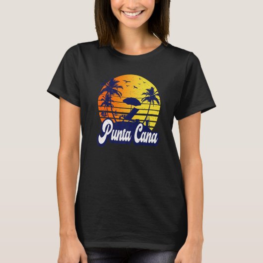 Punta Cana Dominican Sunset Beach Retro Premium T-shirt (Voorkant)