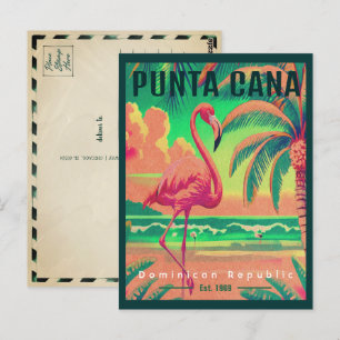 Punta Cana DR Retro Flamingos Souvenir jaren 1950 Briefkaart