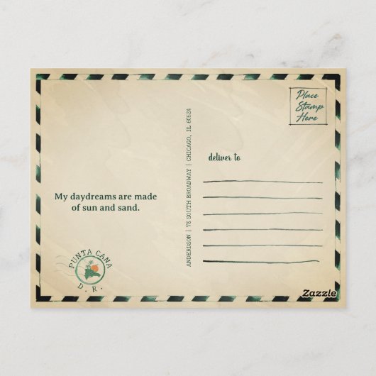 Punta Cana DR Retro Flamingos Souvenir jaren 1950 Briefkaart (Achterkant)