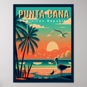 Punta Cana DR Retro Flamingos Souvenir jaren 1950 Poster