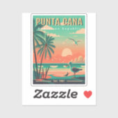 Punta Cana DR Retro Flamingos Souvenir jaren 1950 Sticker (Vel)