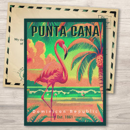 Punta Cana DR Retro Flamingos Souvenir jaren 60 Briefkaart
