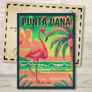Punta Cana DR Retro Flamingos Souvenir jaren 60 Briefkaart