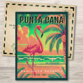 Punta Cana DR Retro Flamingos Souvenir jaren 60 Briefkaart