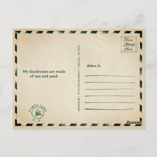 Punta Cana DR Retro Flamingos Souvenir jaren 60 Briefkaart (Achterkant)