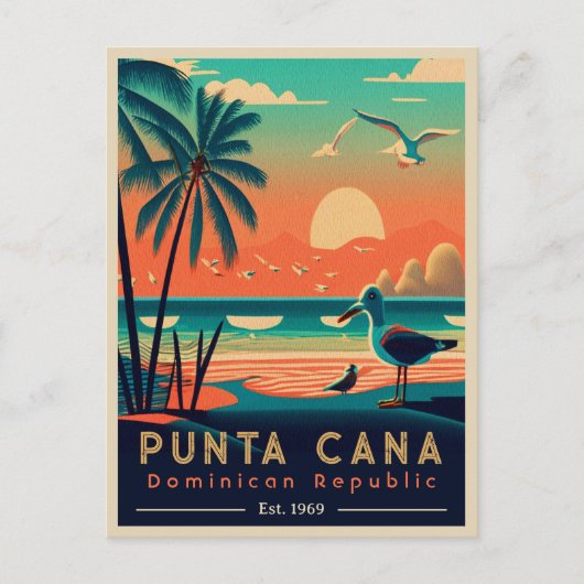 Punta Cana DR Retro Sunset Souvenirs jaren 60 Briefkaart (Voorkant)