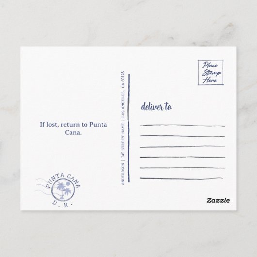 Punta Cana DR Retro Sunset Souvenirs jaren 60 Briefkaart (Achterkant)