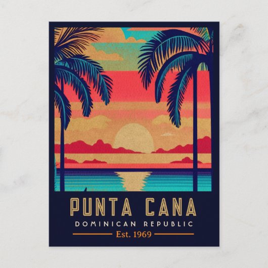 Punta Cana DR Retro Sunset Souvenirs jaren 60 Briefkaart (Voorkant)