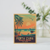 Punta Cana DR Retro Sunset Souvenirs jaren 60 Briefkaart (Staand voorkant)