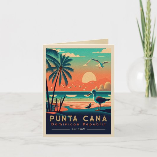 Punta Cana DR Retro Sunset Souvenirs jaren 60 Kaart (Voorkant)