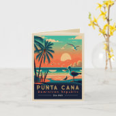 Punta Cana DR Retro Sunset Souvenirs jaren 60 Kaart (Gele Bloem)
