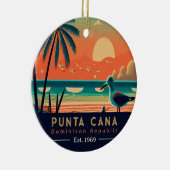 Punta Cana DR Retro Sunset Souvenirs jaren 60 Keramisch Ornament (Rechts)