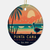 Punta Cana DR Retro Sunset Souvenirs jaren 60 Keramisch Ornament (Links)