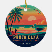 Punta Cana DR Retro Sunset Souvenirs jaren 60 Keramisch Ornament (Voorkant)