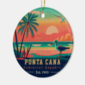 Punta Cana DR Retro Sunset Souvenirs jaren 60 Keramisch Ornament (Links)