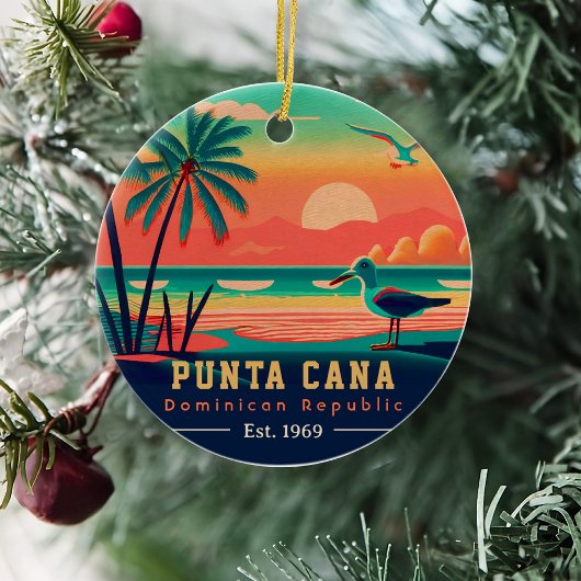 Punta Cana DR Retro Sunset Souvenirs jaren 60 Keramisch Ornament