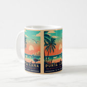 Punta Cana DR Retro Sunset Souvenirs jaren 60 Koffiemok (Voorkant links)