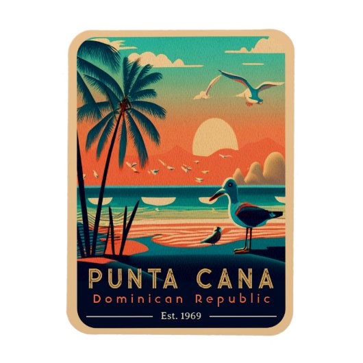 Punta Cana DR Retro Sunset Souvenirs jaren 60 Magneet (Verticaal)