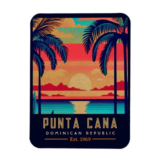 Punta Cana DR Retro Sunset Souvenirs jaren 60 Magneet (Verticaal)