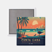 Punta Cana DR Retro Sunset Souvenirs jaren 60 Magneet (Voorkant / Achterkant)