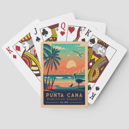 Punta Cana DR Retro Sunset Souvenirs jaren 60 Pokerkaarten (Achterkant)