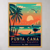 Punta Cana DR Retro Sunset Souvenirs jaren 60 Poster (Voorkant)