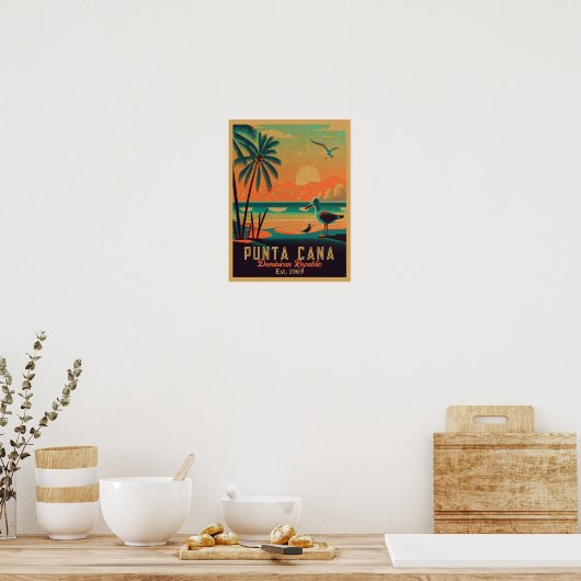 Punta Cana DR Retro Sunset Souvenirs jaren 60 Poster (Keuken)