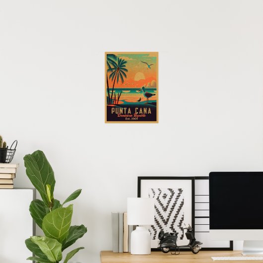 Punta Cana DR Retro Sunset Souvenirs jaren 60 Poster (Thuiskantoor)