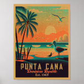 Punta Cana DR Retro Sunset Souvenirs jaren 60 Poster (Voorkant)