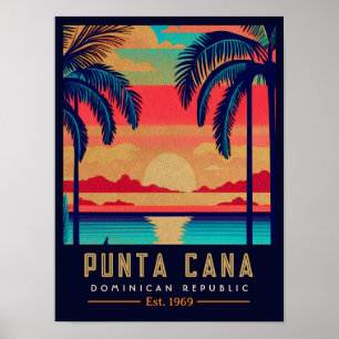 Punta Cana DR Retro Sunset Souvenirs jaren 60 Poster