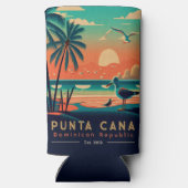 Punta Cana DR Retro Sunset Souvenirs jaren 60 Seltzer Blikjeskoeler (Achterkant)
