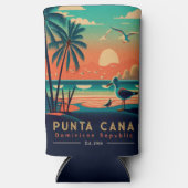 Punta Cana DR Retro Sunset Souvenirs jaren 60 Seltzer Blikjeskoeler (Voorkant)