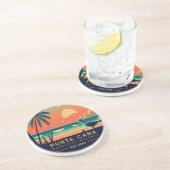 Punta Cana DR Retro Sunset Souvenirs jaren 60 Zandsteen Onderzetter (Zijkant)