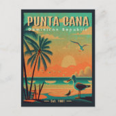 Punta Cana DR Retro Zeemeeuw Souvenir jaren 50 Briefkaart (Voorkant)