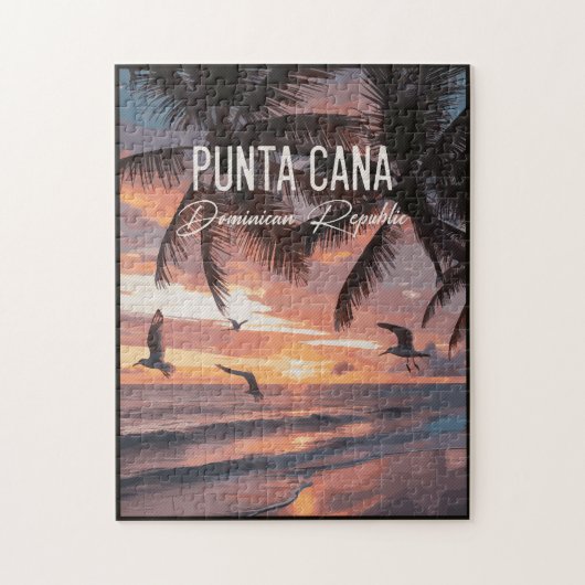 Punta Cana DR Retro Zeemeeuw Tropisch Souvenir Legpuzzel (Verticaal)