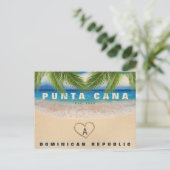 Punta Cana DR strand palm laat hart souvenirs Briefkaart (Staand voorkant)