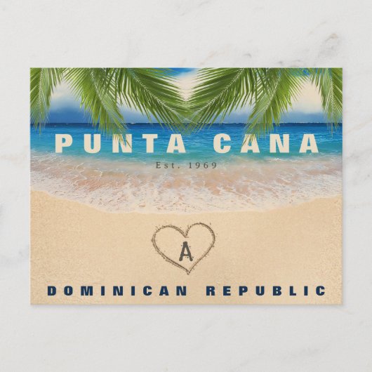 Punta Cana DR strand palm laat hart souvenirs Briefkaart (Voorkant)