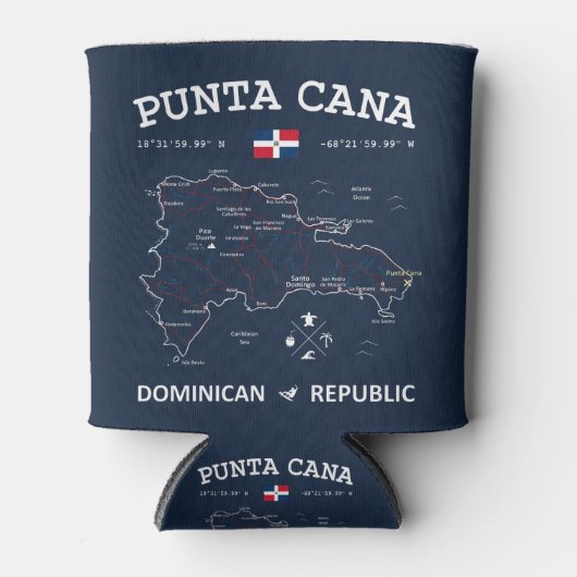 Punta Cana Map Blikjeskoeler (Voorkant)