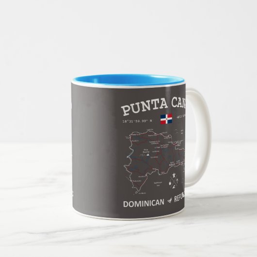 Punta Cana Map Two-Tone Coffee Mok (Voorkant rechts)