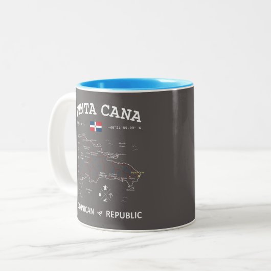 Punta Cana Map Two-Tone Coffee Mok (Voorkant links)